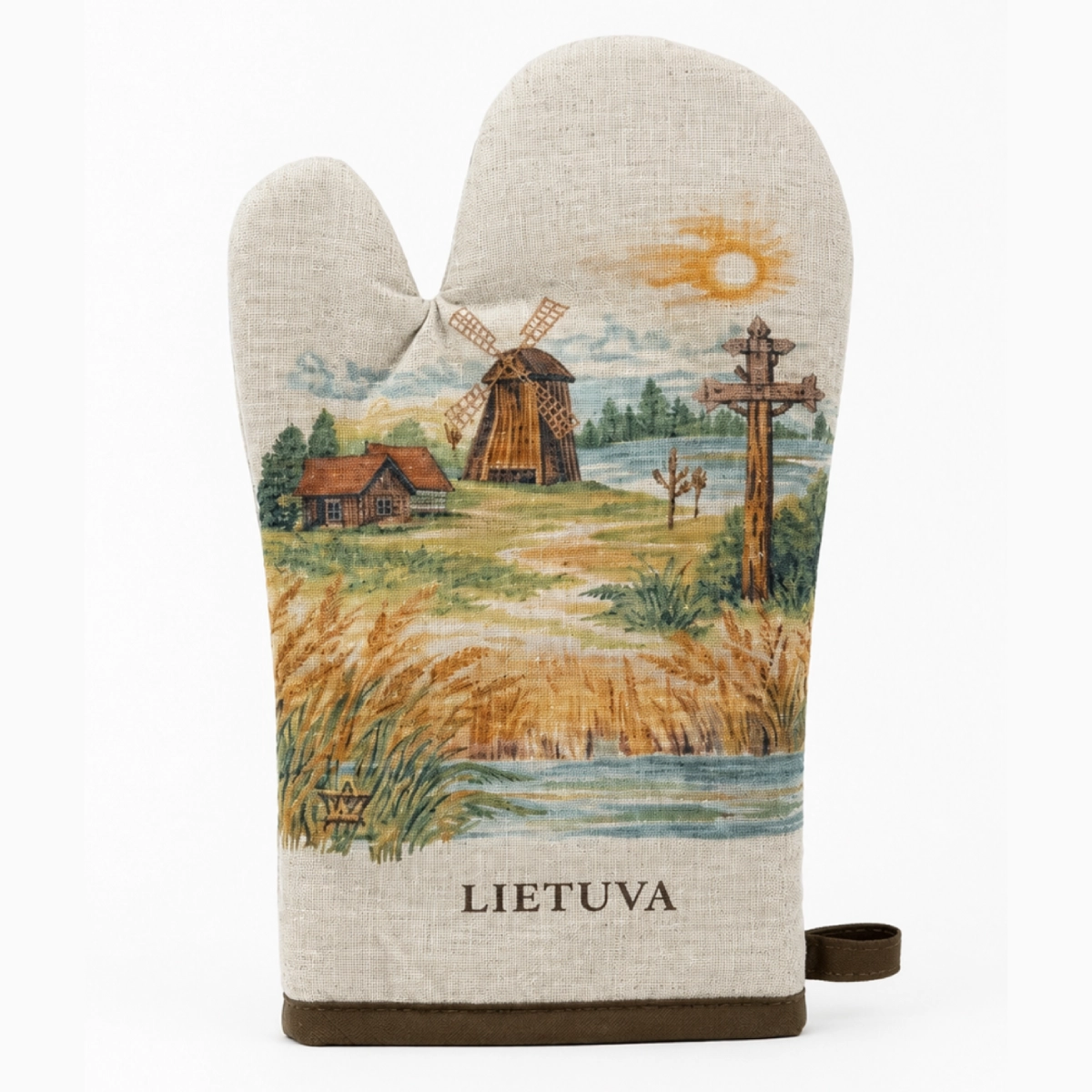Virtuvinės pirštinės ir puodkėlės rinkinys Lietuviškas kaimas - Image 2