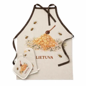 Prijuostė su medum ir užrašu "Lietuva"